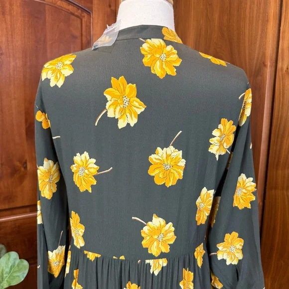 Madewell Dark Green Dress with Yellow Floral Print - Picture 10 of 13